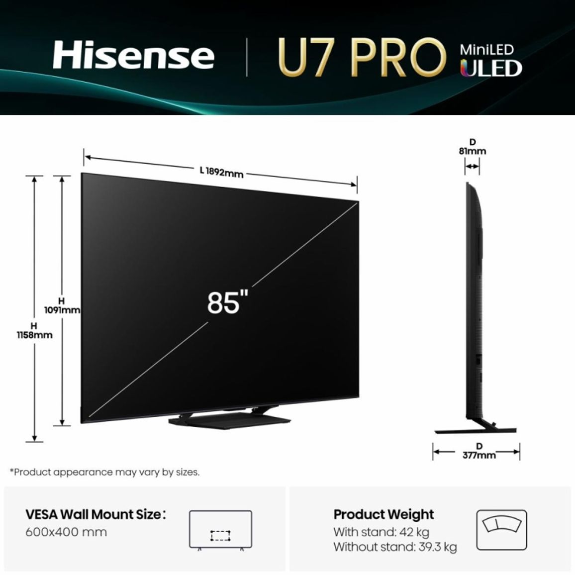 Телевізор 85U7Q PRO Hisense Телевізор 85U7Q PRO Hisense