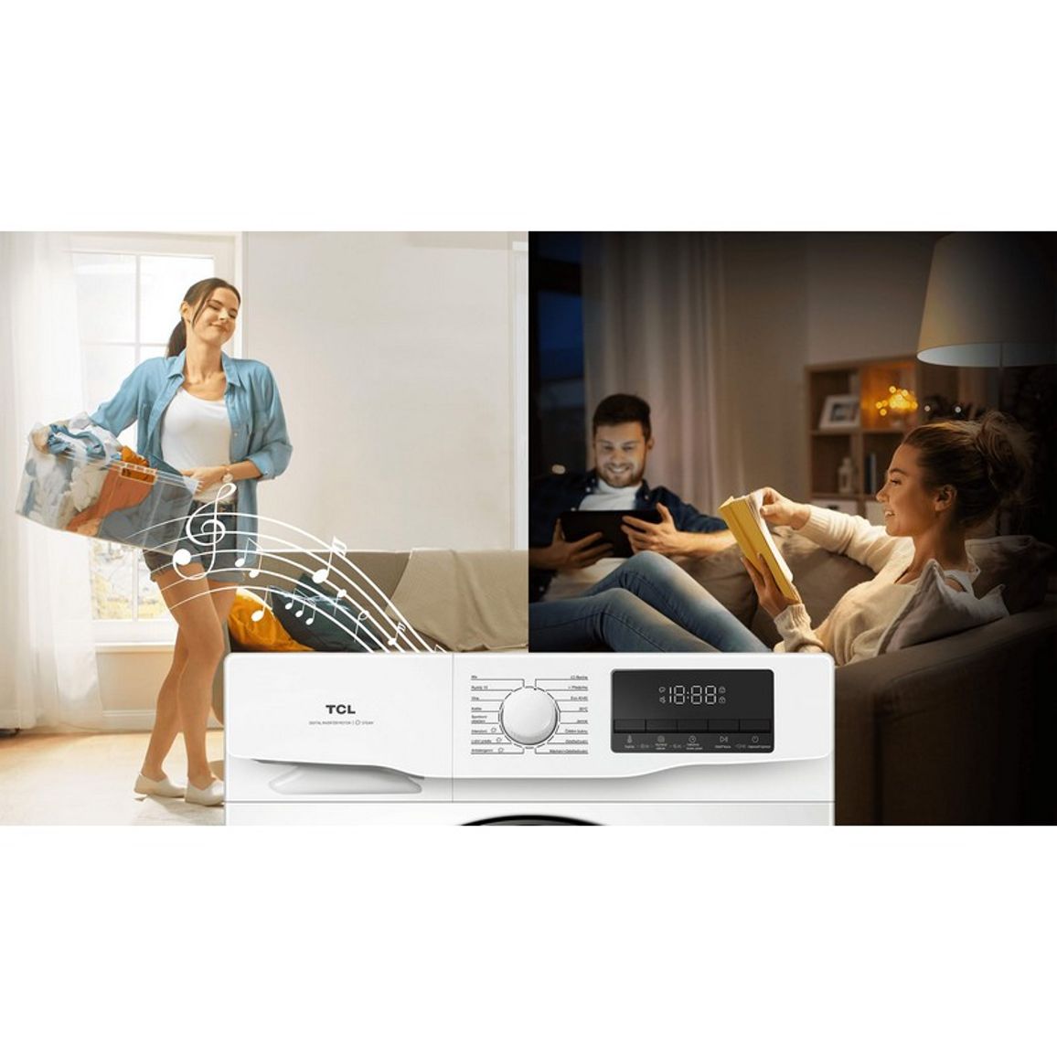Пральна машина FF0610WB0UA 6кг, 1000, B, 42см, пара, інвертор, білий TCL