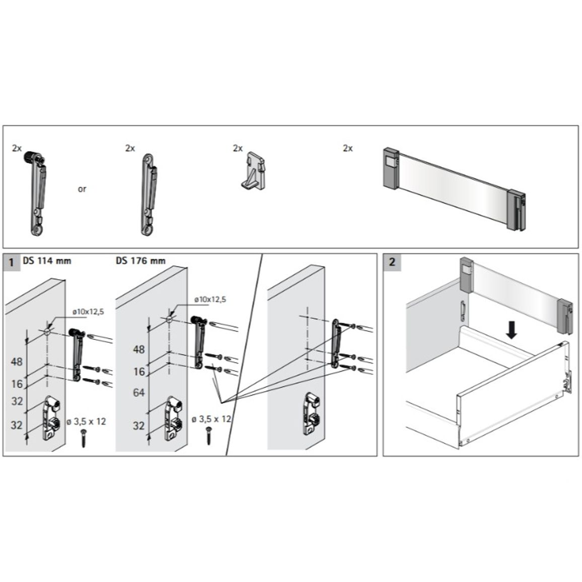 Комплект надставок DesignSide L=350мм Н=144мм, Atira антрацит (9194813) Hettich Комплект надставок DesignSide L=350мм Н=144мм, Atira антрацит (9194813) Hettich