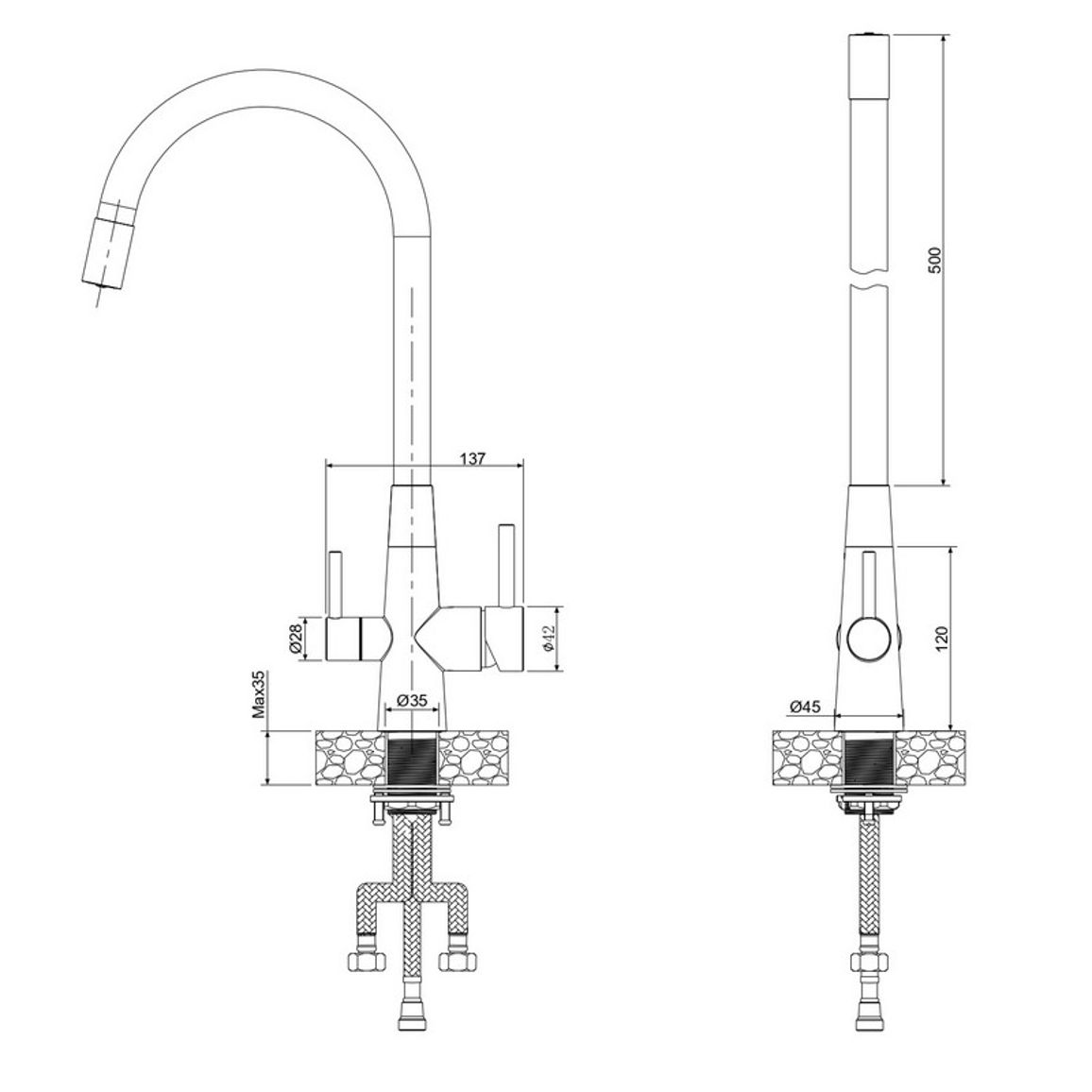 Змішувач Lerma inox (black) Granado