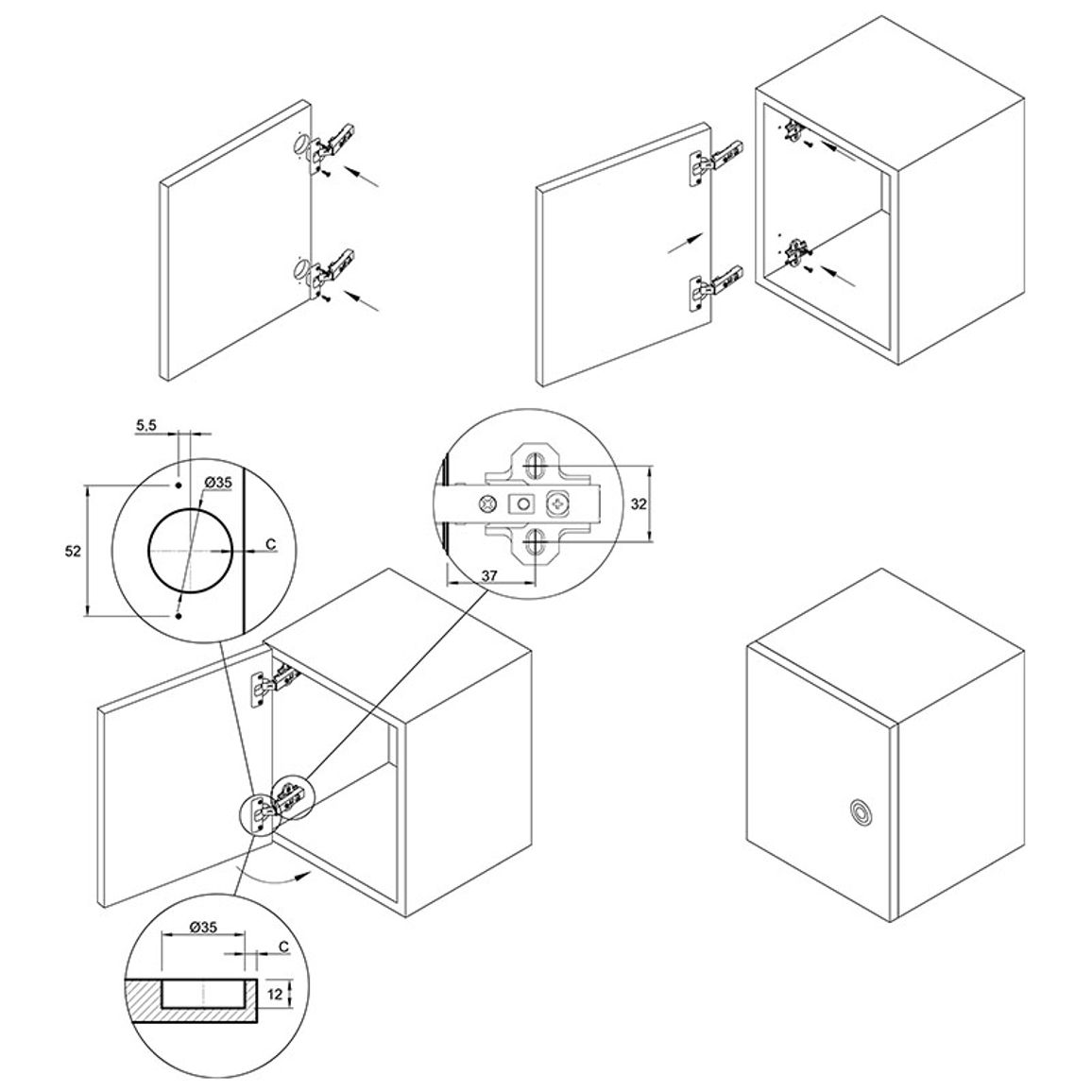 Петля Clip-on, 110°, Intermat 9973, наклад., без пруж., никель (9005604) Hettich Петля Clip-on, 110°, Intermat 9973, наклад., без пруж., никель (9005604) Hettich