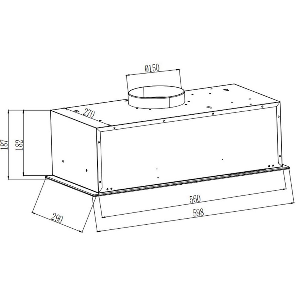 Витяжка вбудована BASIC Glass BL A/60/PB Interline