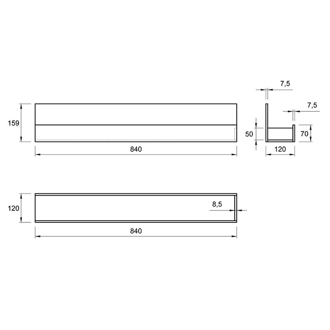 Организатор крышек 900 мм W=840 L=120 H=159 (ОК.840.120) Натуральный