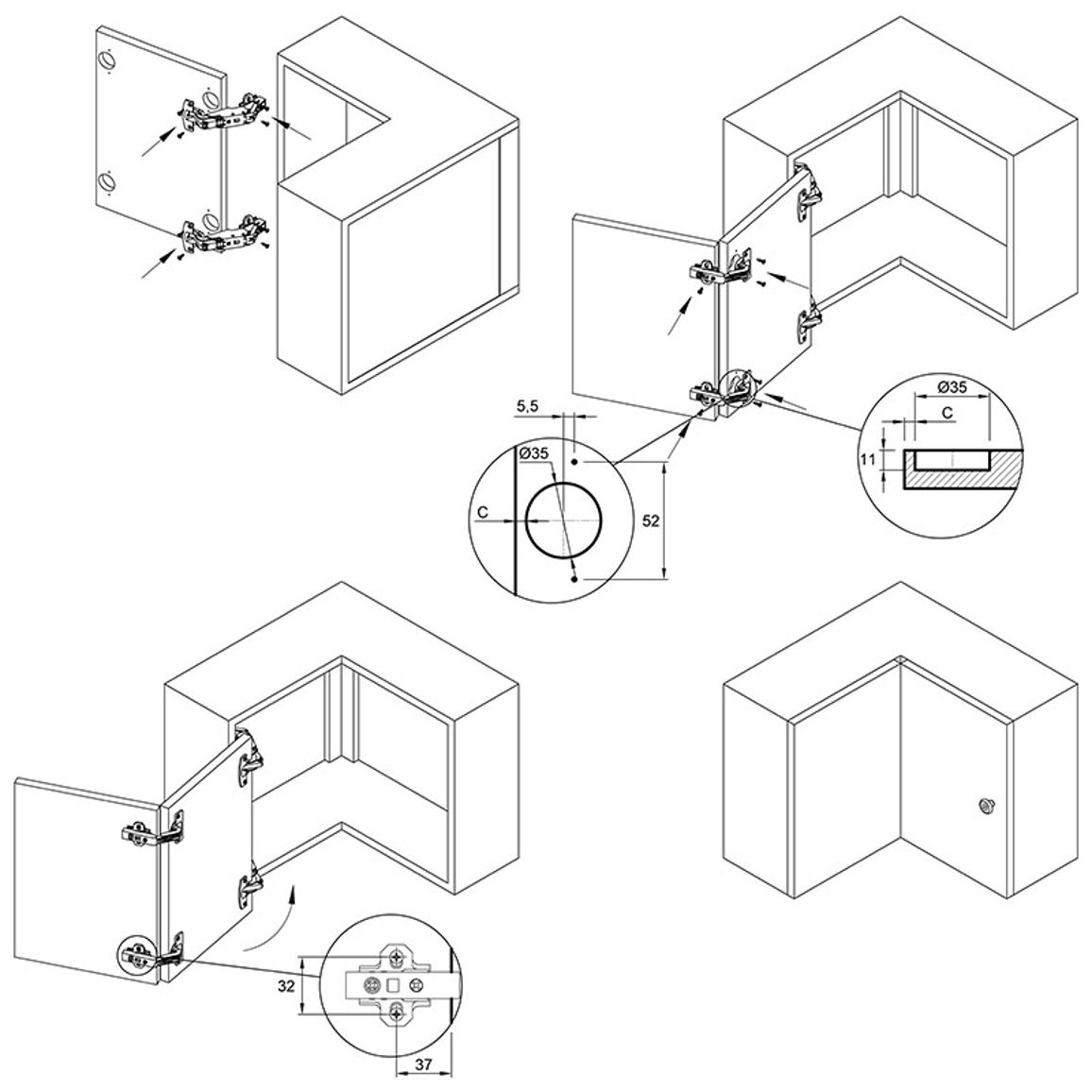 Петля Clip-on, 50°/65°, Intermat 9930, накладная, бифолт, никель (45036) Hettich Петля Clip-on, 50°/65°, Intermat 9930, накладная, бифолт, никель (45036) Hettich
