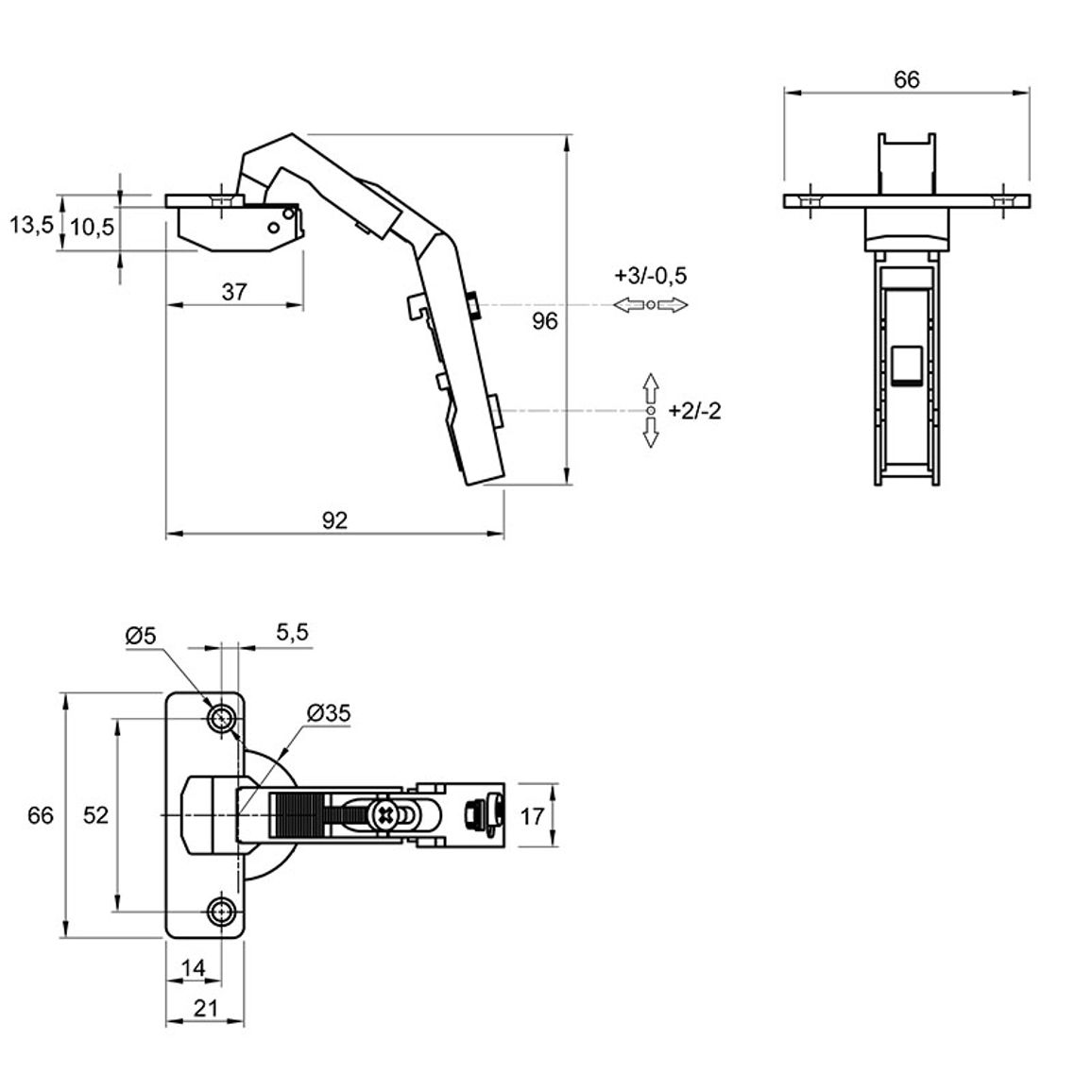 Петля Clip-on, 50°/65°, Intermat 9930, накладная, бифолт, никель (45036) Hettich Петля Clip-on, 50°/65°, Intermat 9930, накладная, бифолт, никель (45036) Hettich
