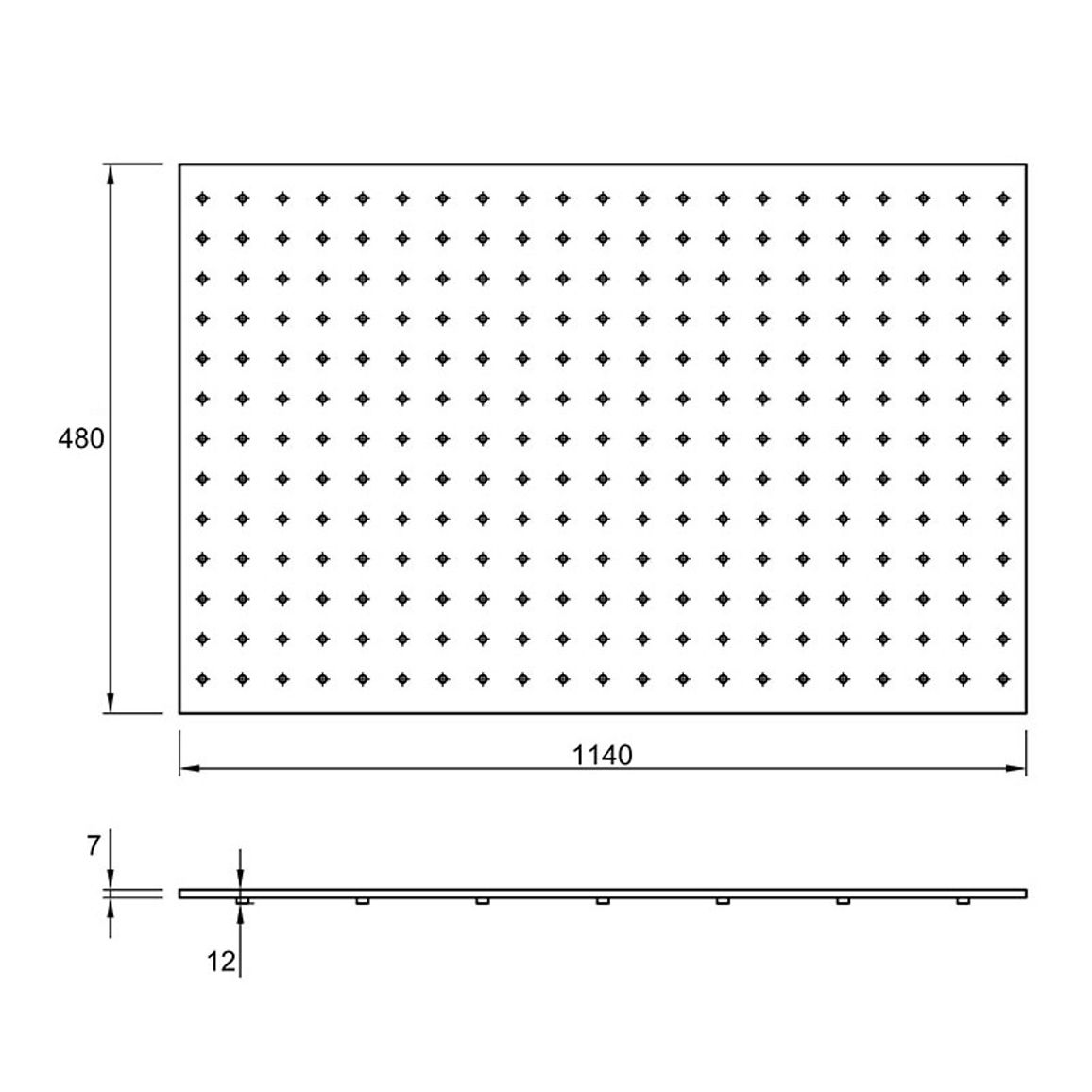 Дно с перфорацией1200 мм W=1140 L=480 (DP.1140.480) Черное Дно с перфорацией1200 мм W=1140 L=480 (DP.1140.480) Черное