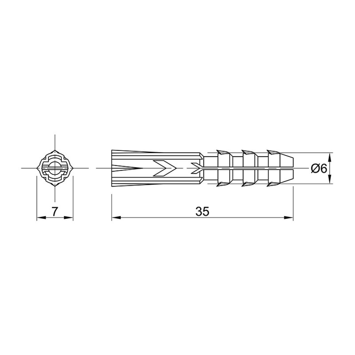 Дюбель універсальний D=6 L=35 нейлон