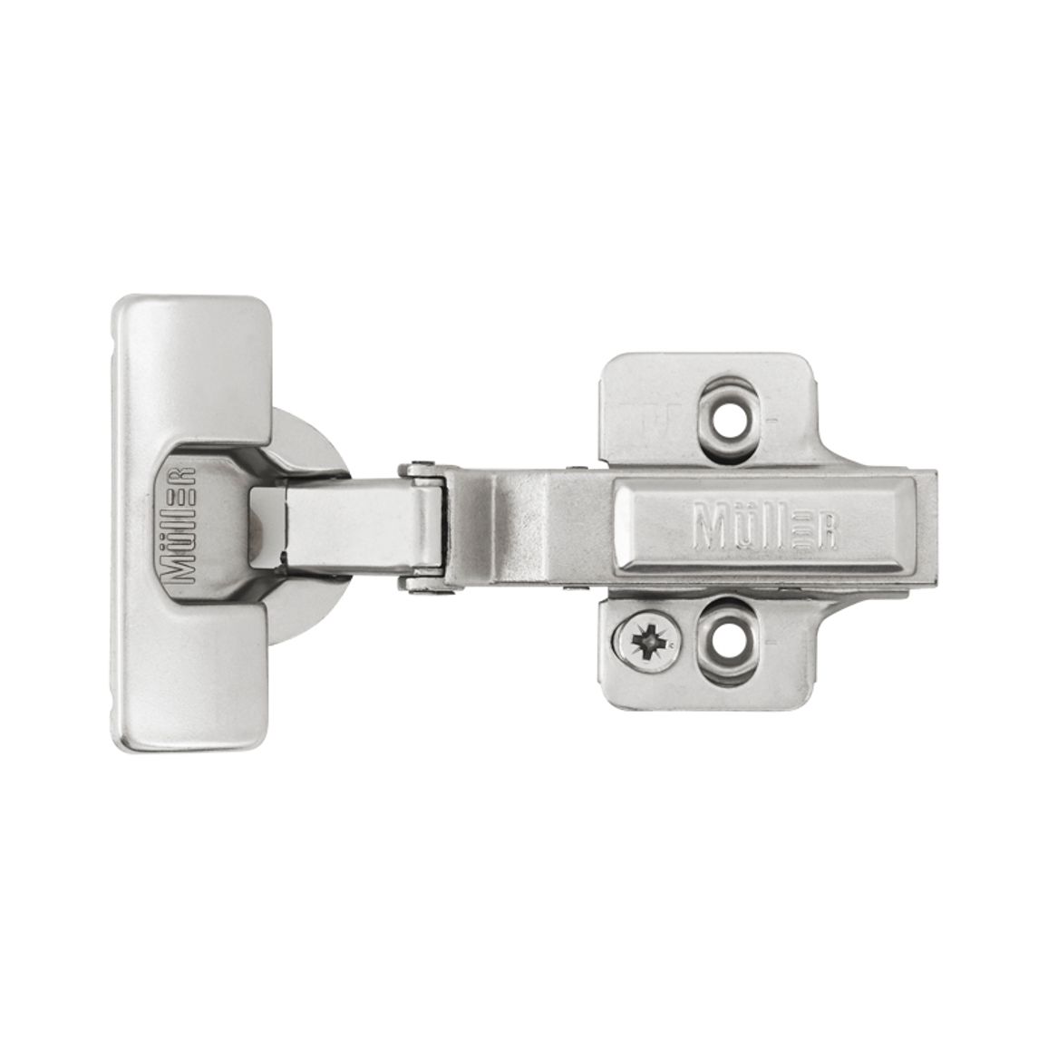 Петля Clip-On, -45°, угловая, с доводчиком, никель, 3D Muller Profi Line Петля Clip-On, -45°, угловая, с доводчиком, никель, 3D Muller Profi Line
