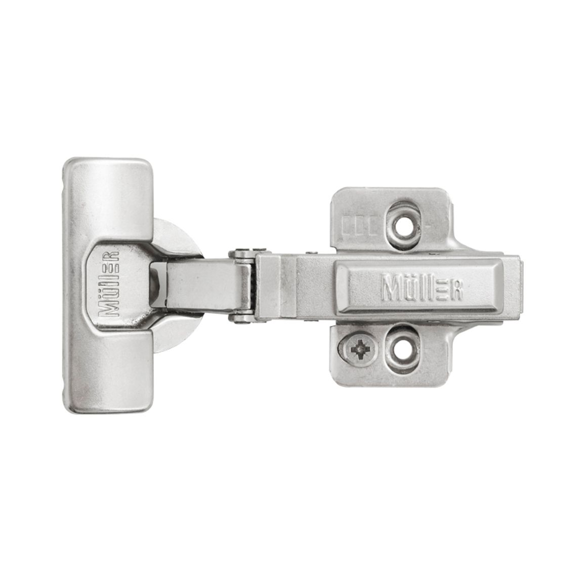 Петля Clip-On, -30°, угловая, с доводчиком, никель, 3D, Muller Profi Line Петля Clip-On, -30°, угловая, с доводчиком, никель, 3D, Muller Profi Line