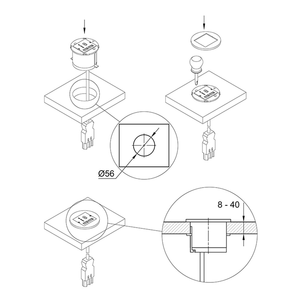 PIX розеточный блок, 1xUSB-модуль двойной PIX розеточный блок, 1xUSB-модуль двойной