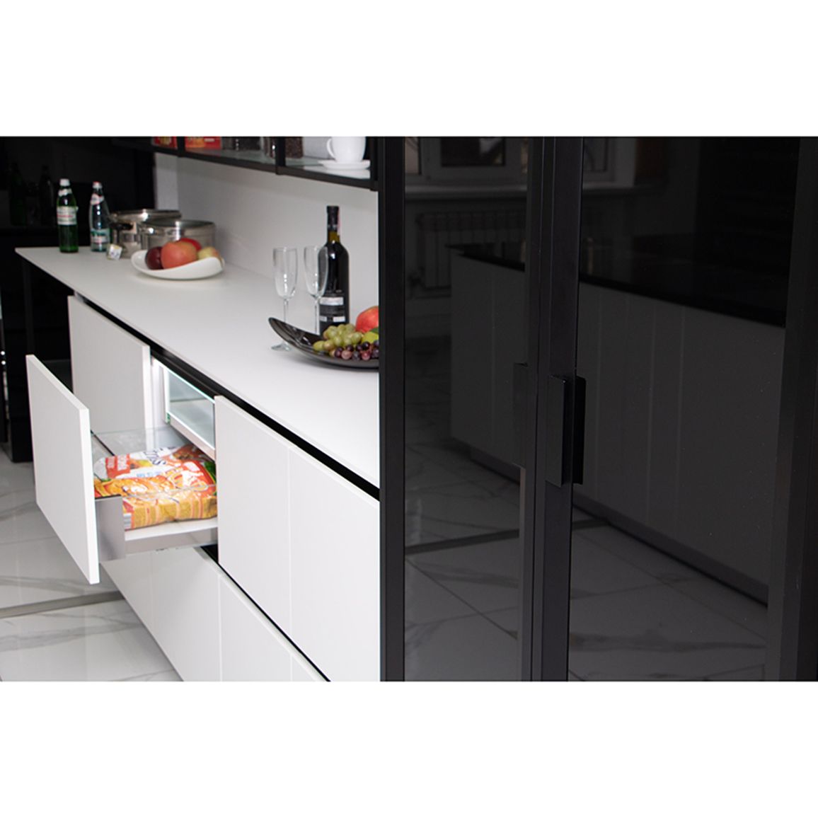 Корзина 600мм белый/стекло (внутренняя), Essence VIBO (CCTGM60EVBO)