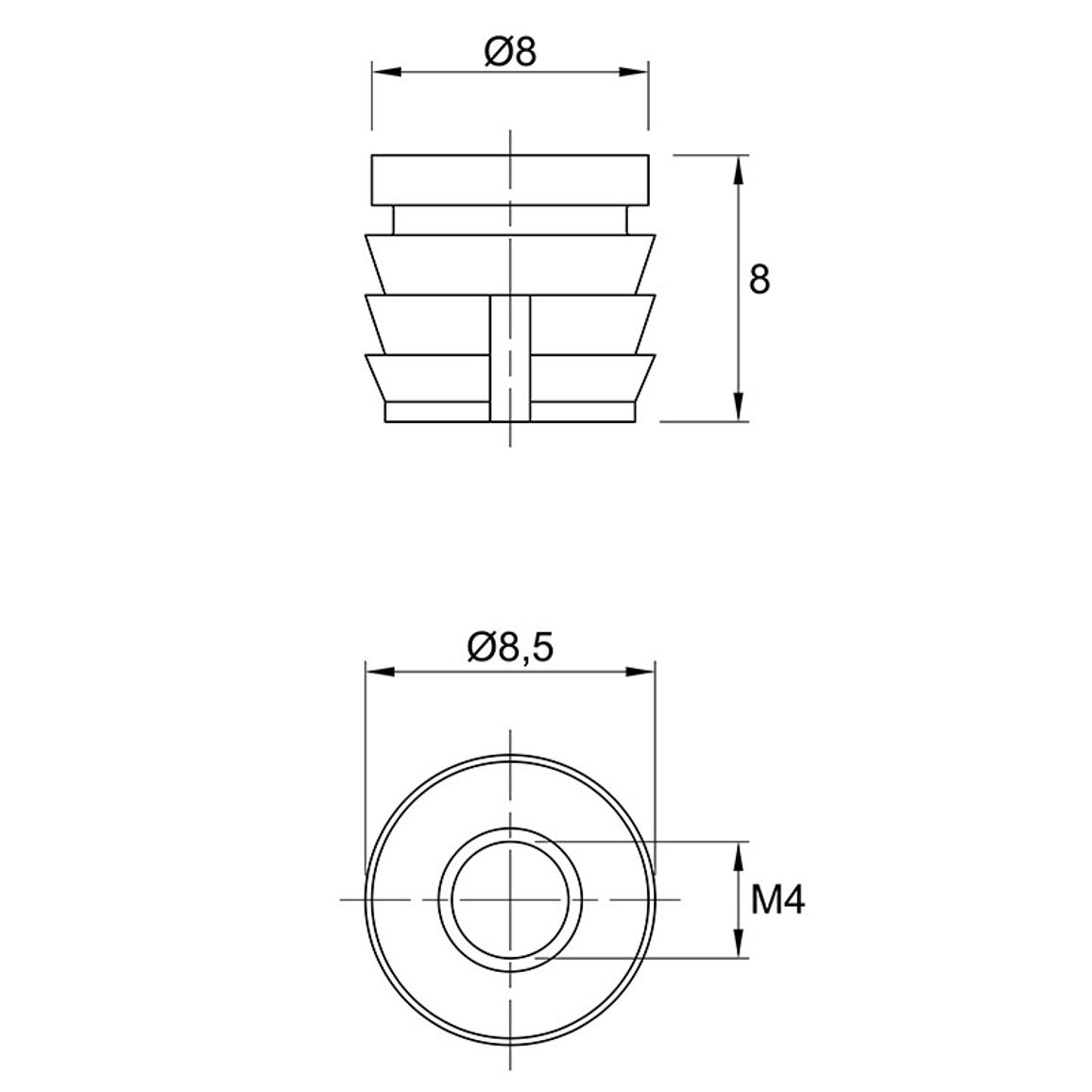 Муфта М4 L=8 D=8, забивна, пластик, нерозтискна, №30 (79529) Hettich Муфта М4 L=8 D=8, забивна, пластик, нерозтискна, №30 (79529) Hettich