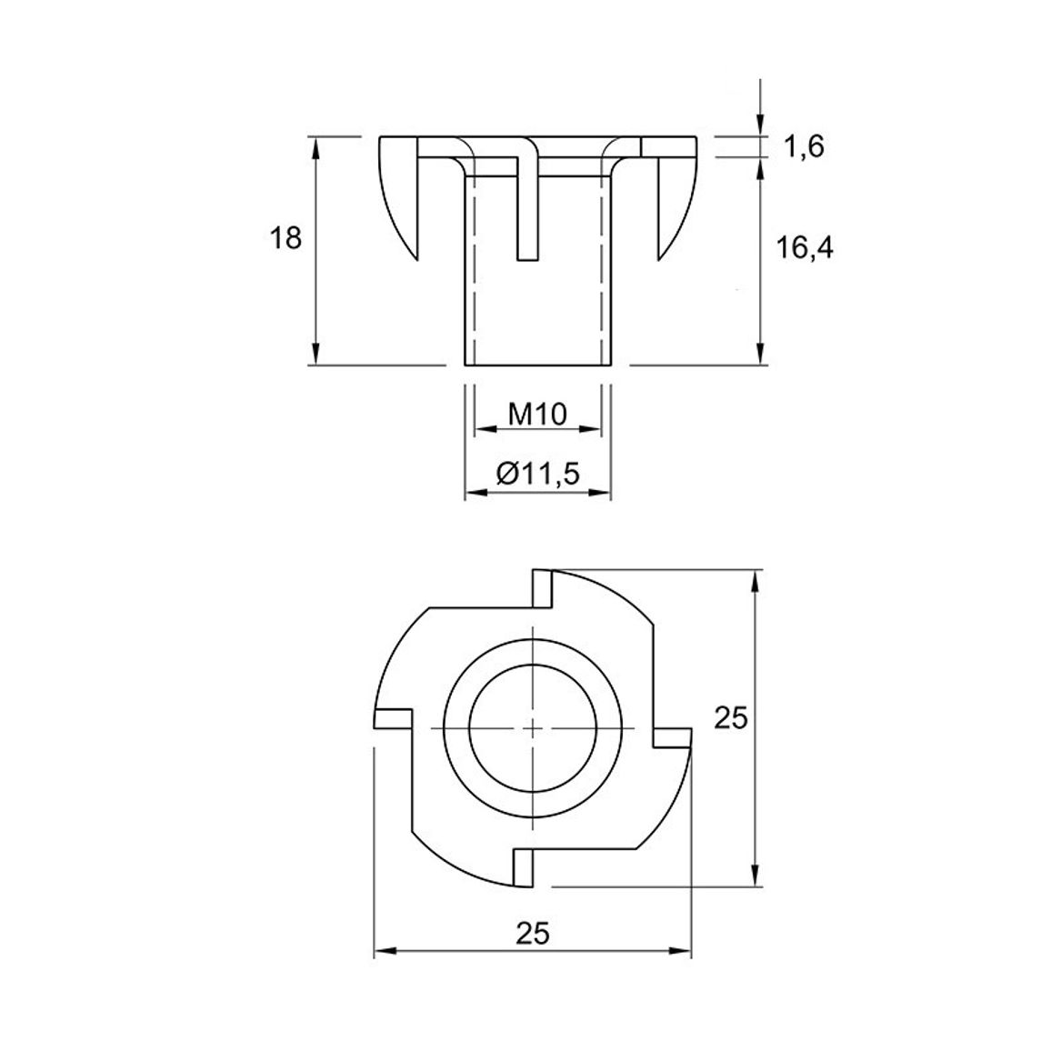 Муфта М10 L=16 D=12, забивная, сквозная, цинк, неразжимаемая, Siso Муфта М10 L=16 D=12, забивная, сквозная, цинк, неразжимаемая, Siso