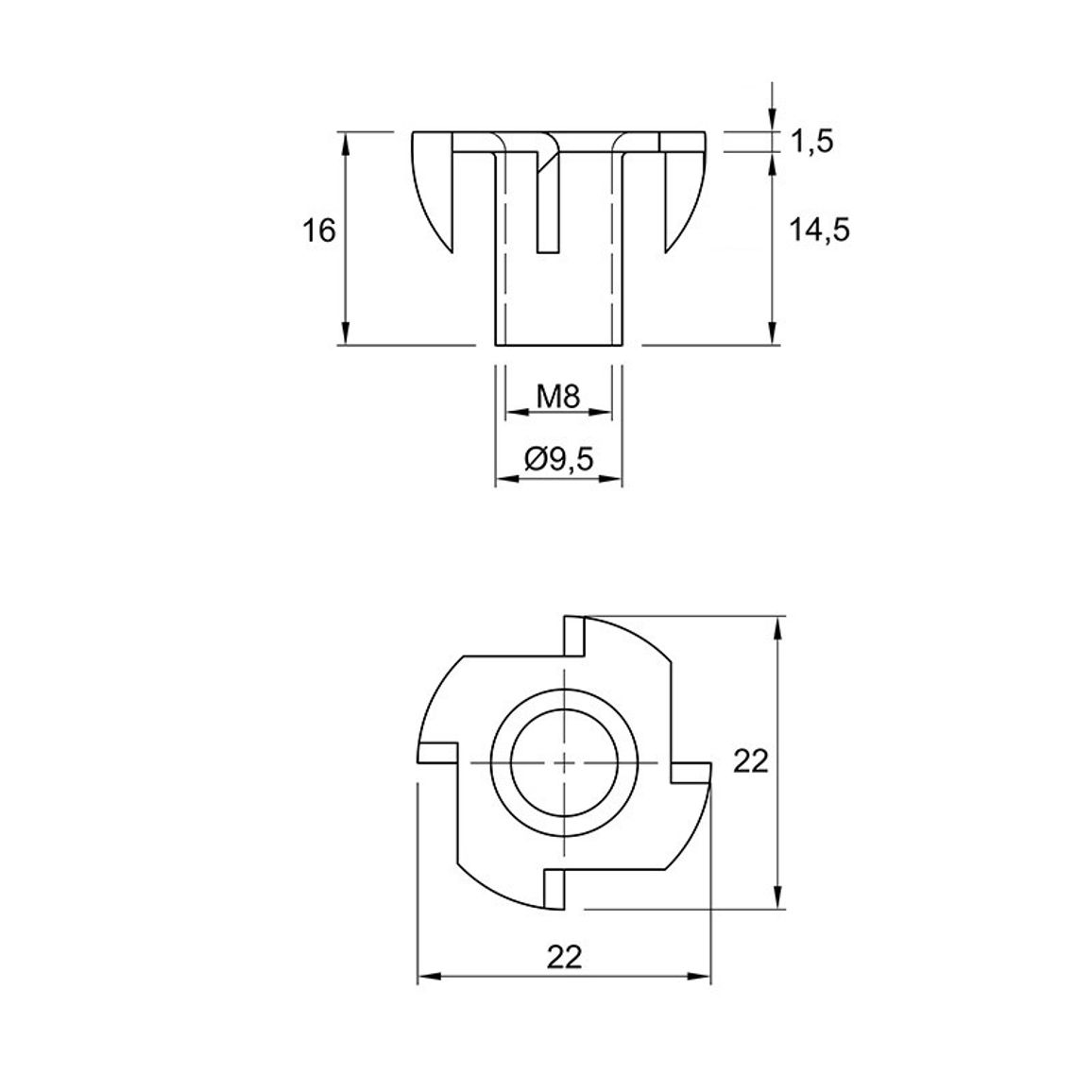 Муфта М8 L=14 D=10, забивная, сквозная, цинк, неразжимаемая, Siso Муфта М8 L=14 D=10, забивная, сквозная, цинк, неразжимаемая, Siso
