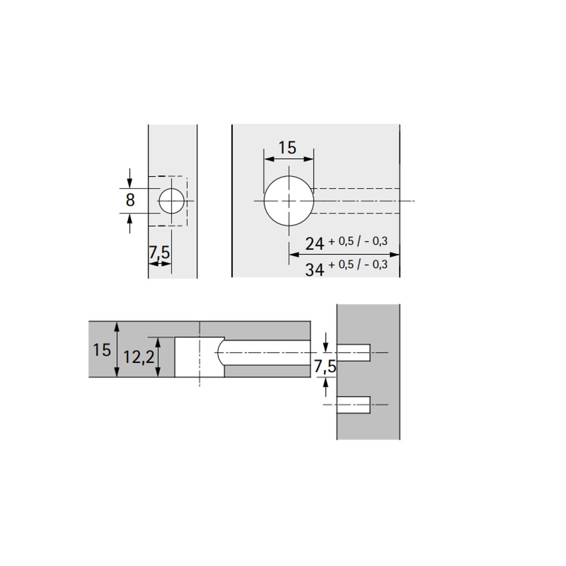 Ексцентрикова стяжка Rastex 15/15, оцинков. (9059487) Hettich Ексцентрикова стяжка Rastex 15/15, оцинков. (9059487) Hettich