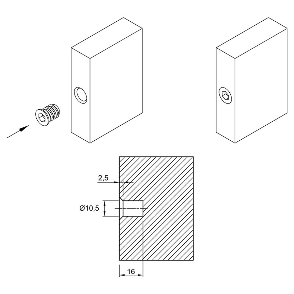 Муфта М8 L=15 D=10, ввинчиваемая, цинк, неразжимаемая, (BU05) Permo Муфта М8 L=15 D=10, ввинчиваемая, цинк, неразжимаемая, (BU05) Permo