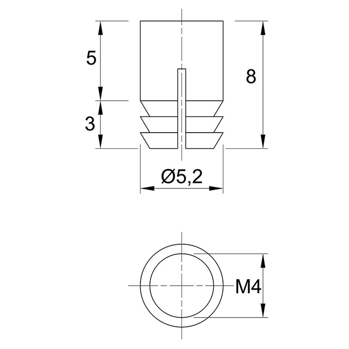 Муфта М4 L=8 D=5, забивная, латунь, разжимаемая, (BU07) Permo Муфта М4 L=8 D=5, забивная, латунь, разжимаемая, (BU07) Permo