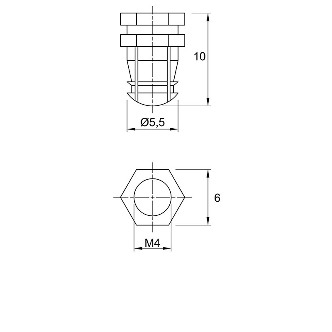 Муфта М4 L=10 D=5,5, забивная, с нейлоновым шариком, латунь, разжимаемая, (BU57) Permo Муфта М4 L=10 D=5,5, забивная, с нейлоновым шариком, латунь, разжимаемая, (BU57) Permo