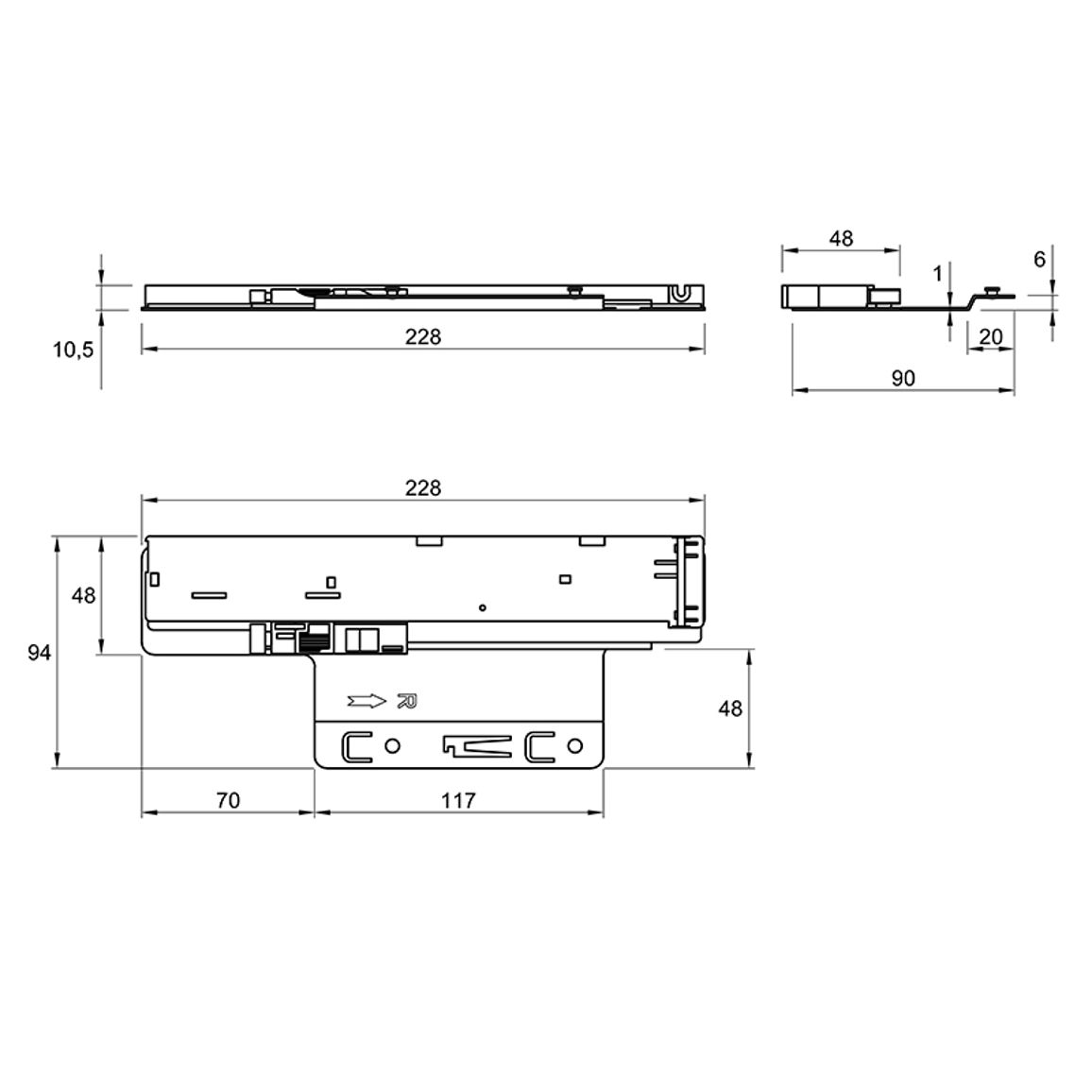 Механизм Push to open Silent для Quadro 4D мощный (9246316) Hettich Механизм Push to open Silent для Quadro 4D мощный (9246316) Hettich