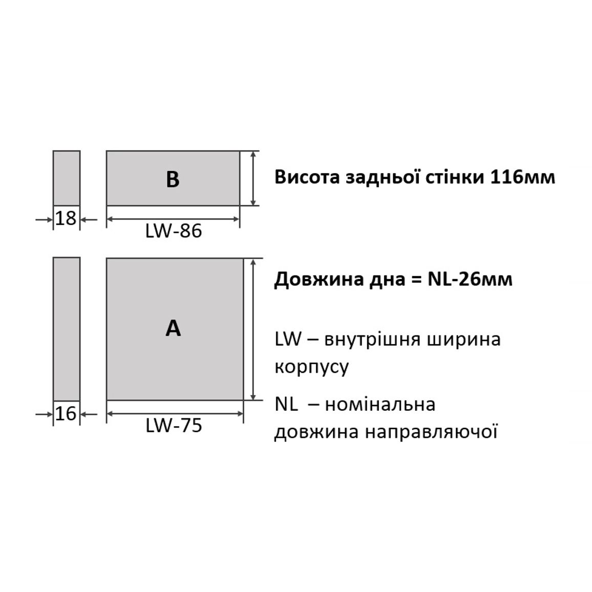 Комплект для шухляди Muller Box Profi line L=450 Н=127 білий Комплект для шухляди Muller Box Profi line L=450 Н=127 білий