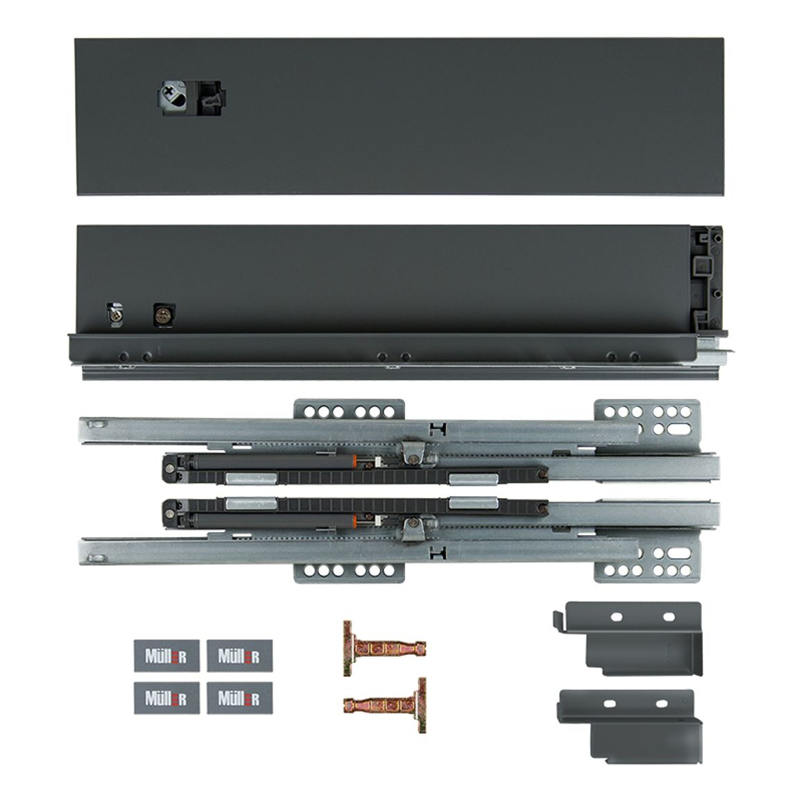 Комплект для шухляди Muller Box Profi line L=550 Н=95 антрацит Комплект для шухляди Muller Box Profi line L=550 Н=95 антрацит