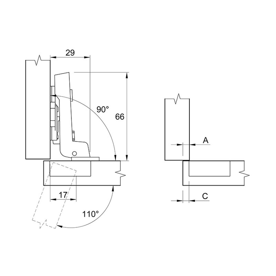 Петля Clip-on, 110°, Intermat 9943, полунакладная, никель (1030620) Hettich Петля Clip-on, 110°, Intermat 9943, полунакладная, никель (1030620) Hettich