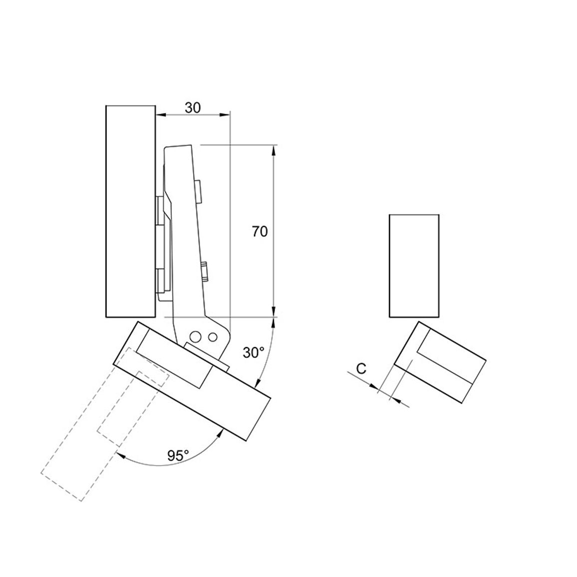 Завіса Clip-on, 30°,Intermat 9936 ,накладна, нікель (77690) Hettich Завіса Clip-on, 30°,Intermat 9936 ,накладна, нікель (77690) Hettich