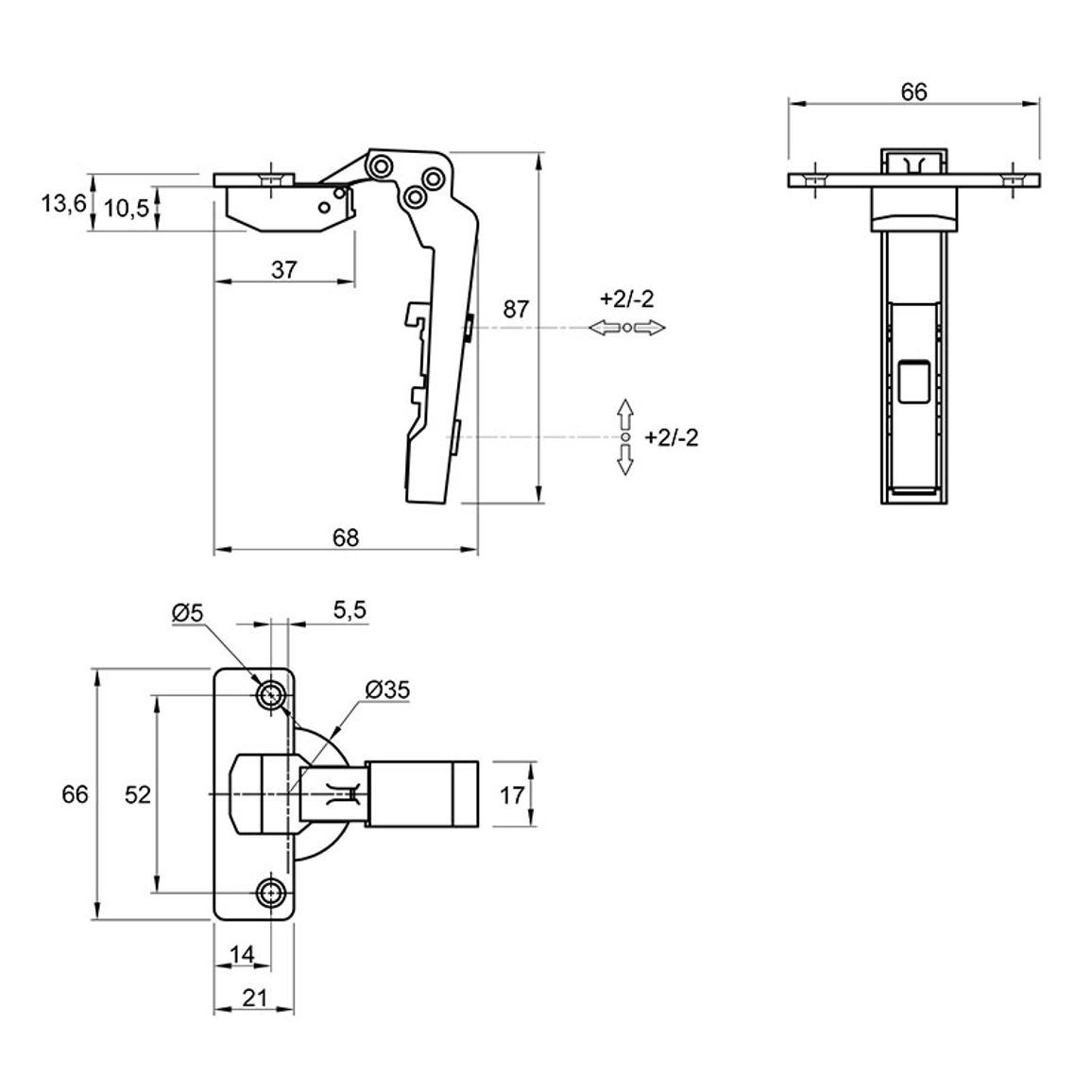 Петля Clip-on, 90°, Intermat 9936, внутренняя, параллельная, никель (77708) Hettich Петля Clip-on, 90°, Intermat 9936, внутренняя, параллельная, никель (77708) Hettich