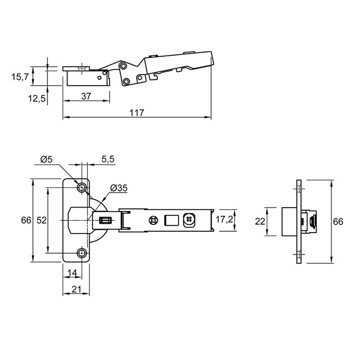 Петля Clip-on, -45°, Intermat 9944, накладная, никель (77643) Hettich Петля Clip-on, -45°, Intermat 9944, накладная, никель (77643) Hettich