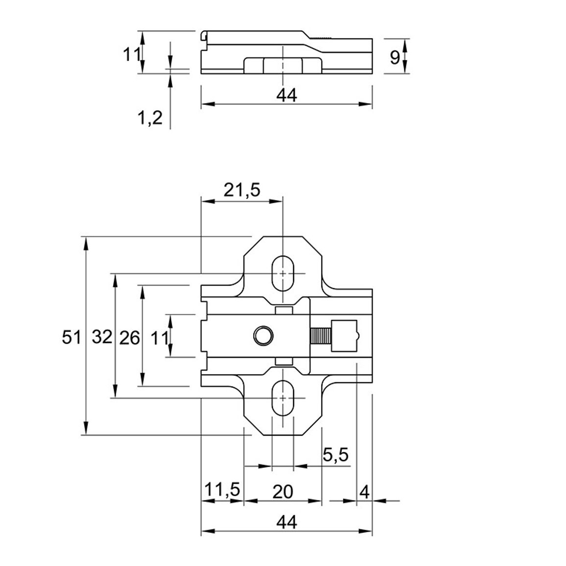 Монтажная планка Intermat D=3мм, 1071607, Hettich