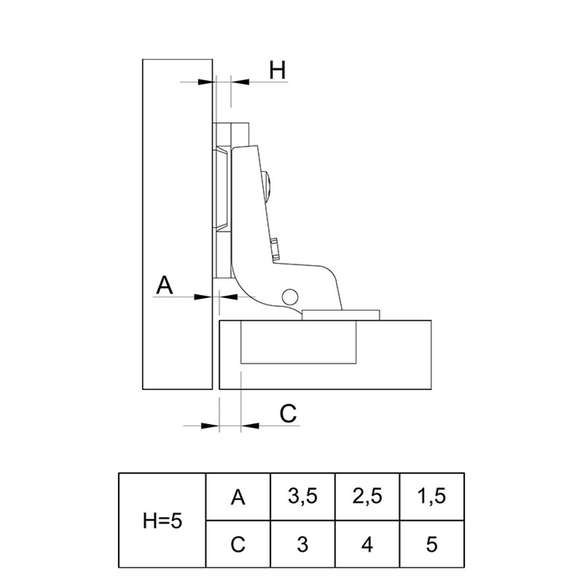 Завіса Slide-on 2333, 95°, внутрішня, нікель (1078662) Hettich