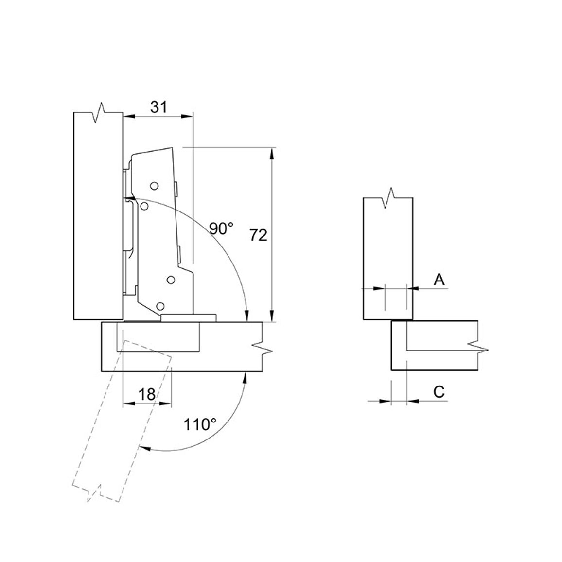 Петля Clip-on, 110°, Sensys 8645i, полунакладная, с доводч., никель (9071206) Hettich Петля Clip-on, 110°, Sensys 8645i, полунакладная, с доводч., никель (9071206) Hettich