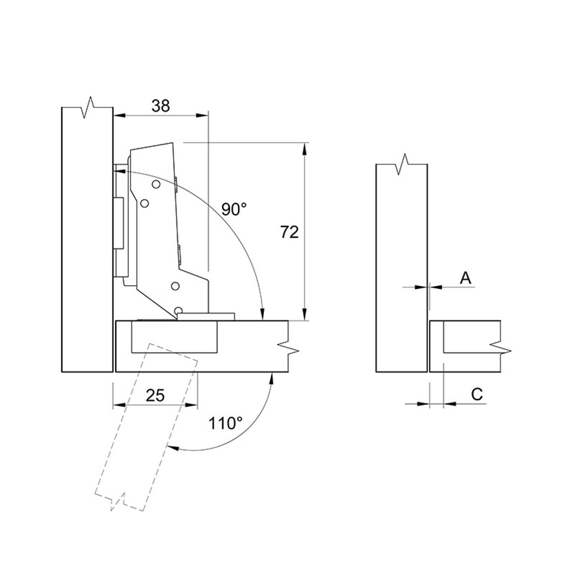 Петля Clip-on, 110°, Sensys 8645i, внутренняя, с доводч., никель (9071207) Hettich Петля Clip-on, 110°, Sensys 8645i, внутренняя, с доводч., никель (9071207) Hettich