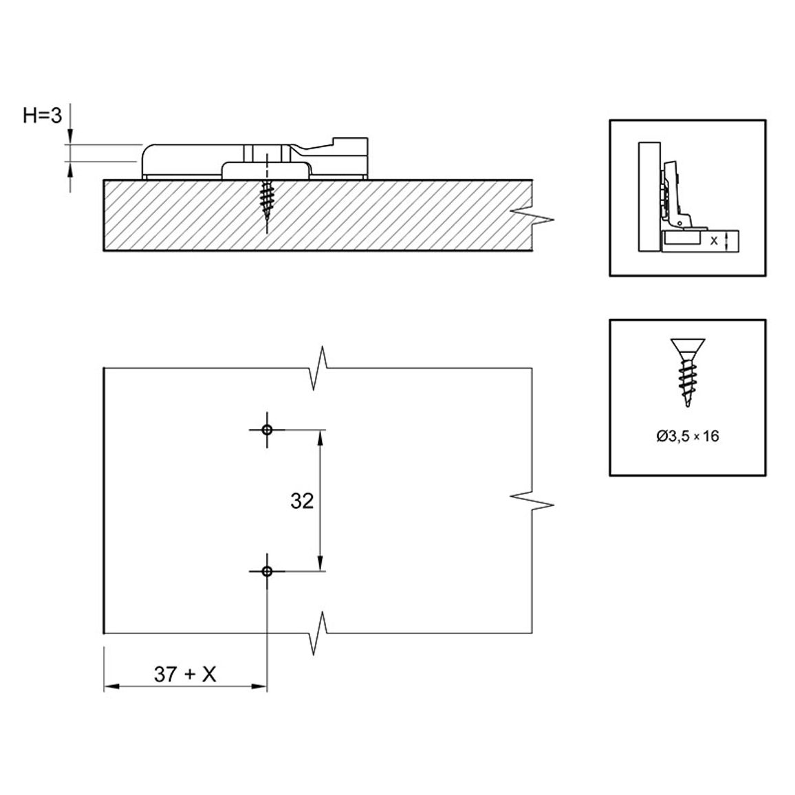 Монтажная планка Sensys, D=3мм, 9071577, Hettich Монтажная планка Sensys, D=3мм, 9071577, Hettich