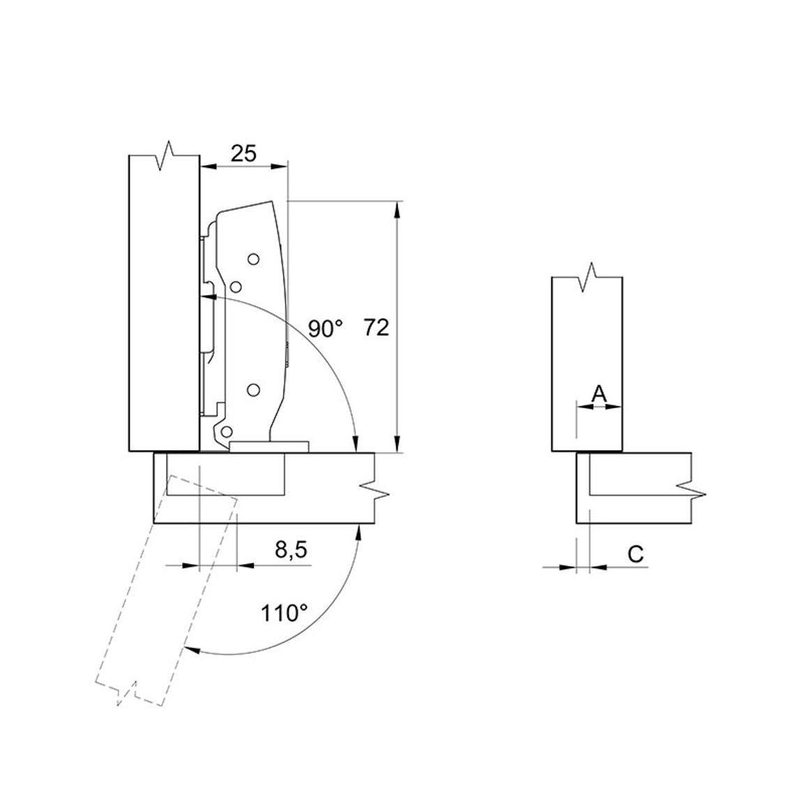 Петля Clip-on, 110°, Sensys 8645i, накладная, с доводч., никель (9071205) Hettich Петля Clip-on, 110°, Sensys 8645i, накладная, с доводч., никель (9071205) Hettich