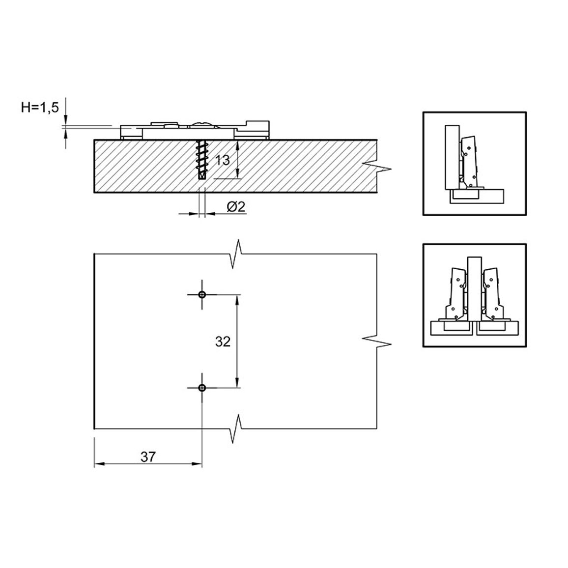 Монтажная планка Sensys, D=1,5мм, c эксцентриком, 9071671, Hettich Монтажная планка Sensys, D=1,5мм, c эксцентриком, 9071671, Hettich
