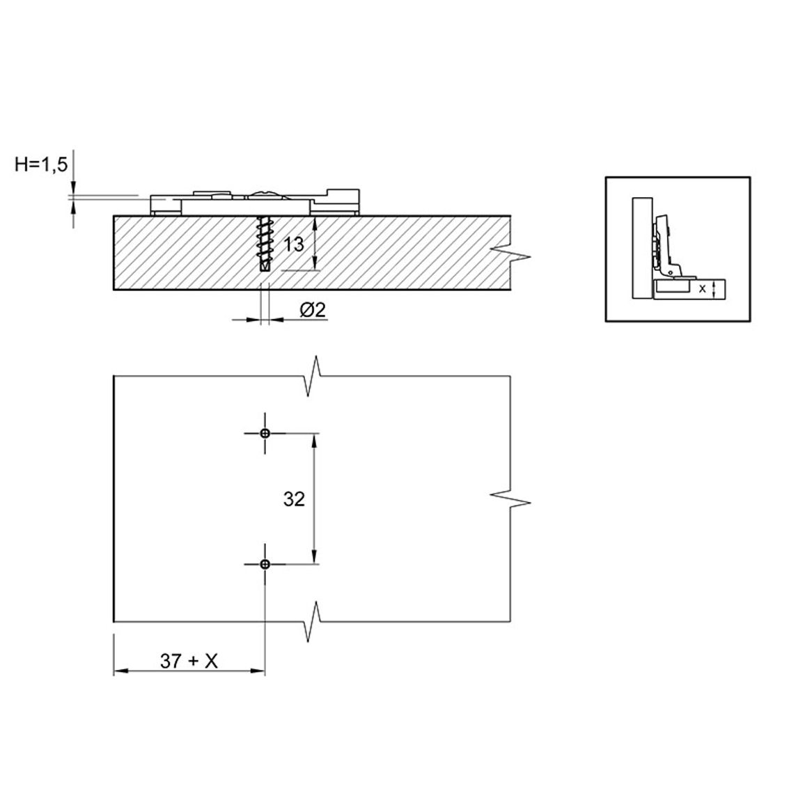 Монтажная планка Sensys, D=1,5мм, c эксцентриком, 9071671, Hettich Монтажная планка Sensys, D=1,5мм, c эксцентриком, 9071671, Hettich