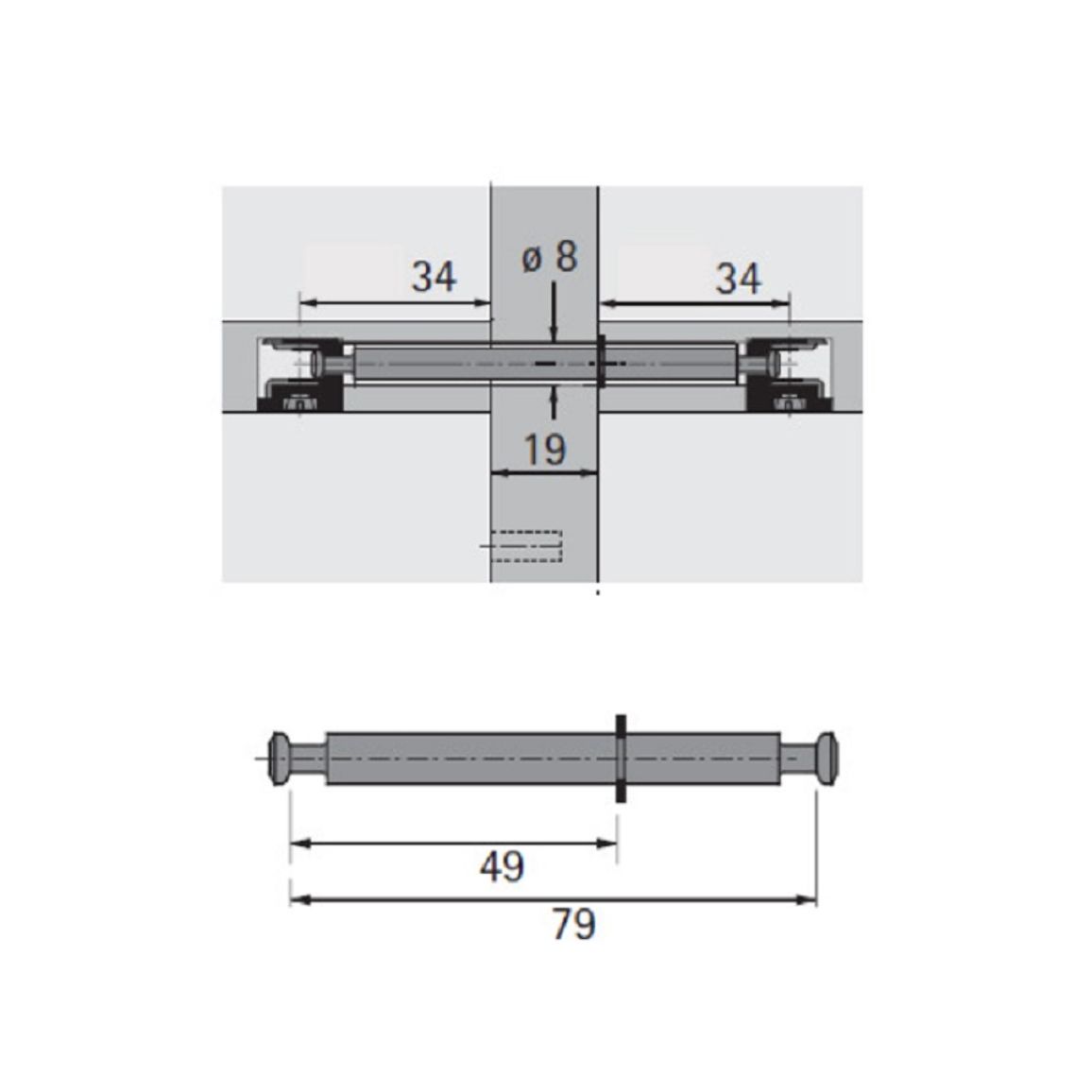 Дюбель двойной под Rastex DU 853 49/30мм (1079580) Hettich Дюбель двойной под Rastex DU 853 49/30мм (1079580) Hettich