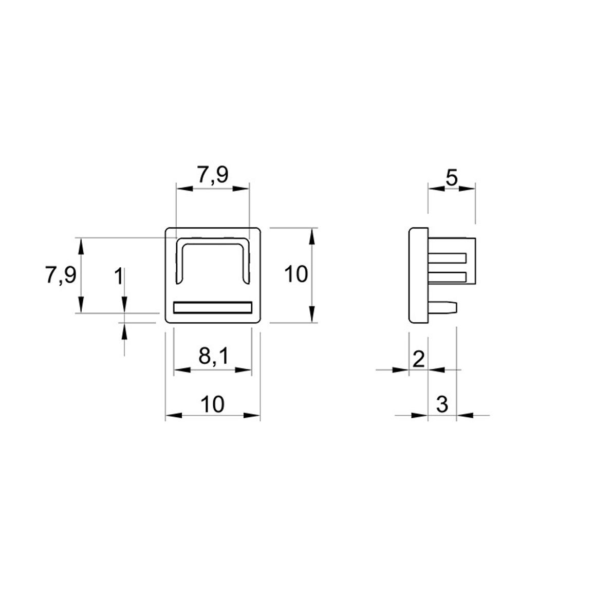 Заглушка для профиля PRISMATIC MINI 3D, пластик, белый Заглушка для профиля PRISMATIC MINI 3D, пластик, белый