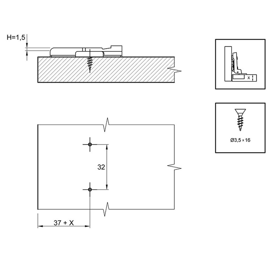 Монтажная планка Sensys, D=1,5мм, 9071576, Hettich Монтажная планка Sensys, D=1,5мм, 9071576, Hettich