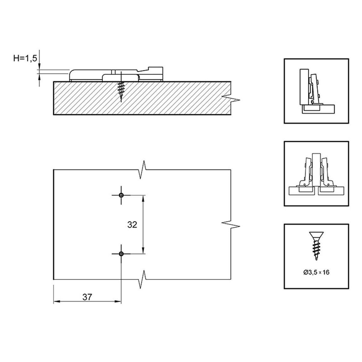 Монтажная планка Sensys, D=1,5мм, 9071576, Hettich Монтажная планка Sensys, D=1,5мм, 9071576, Hettich