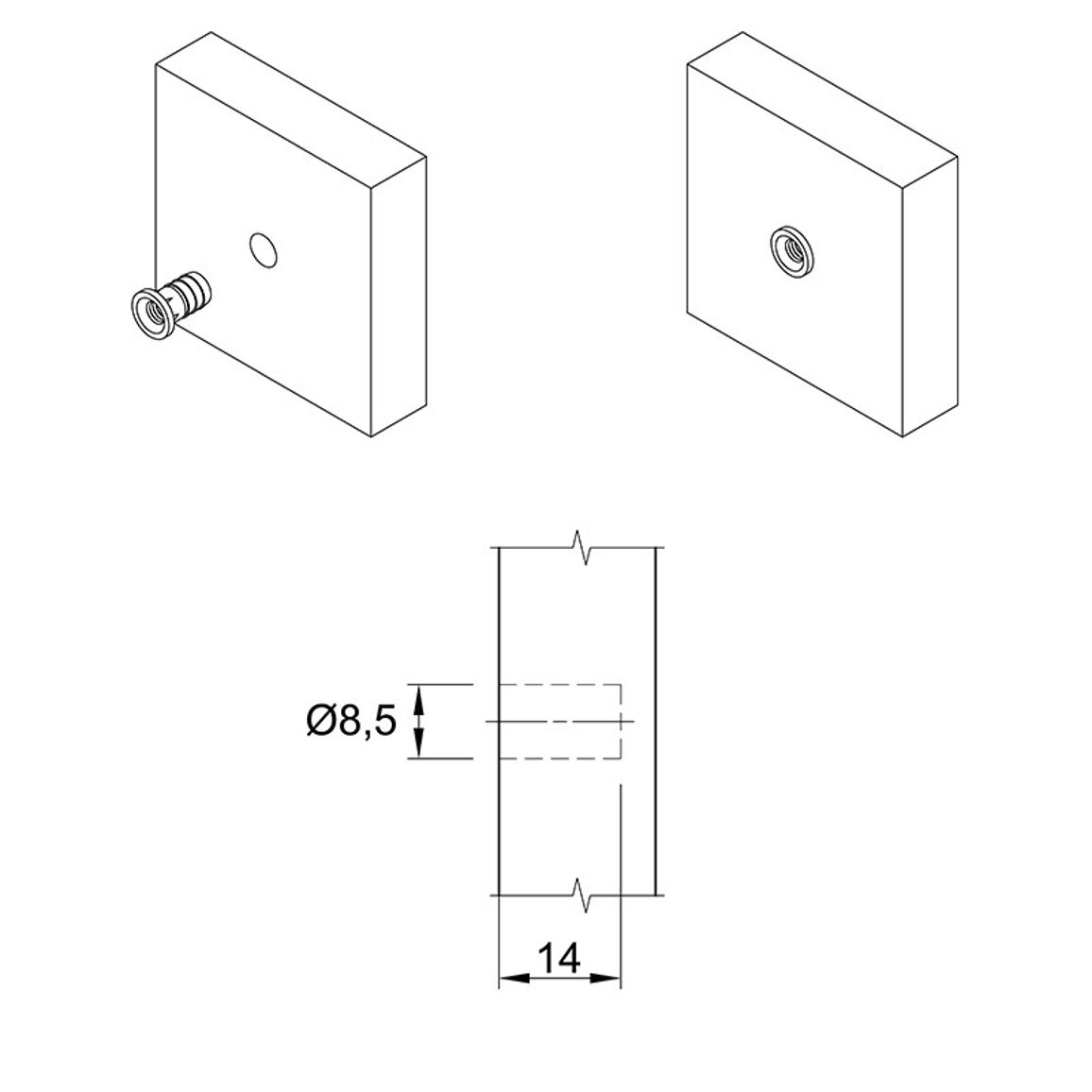 Муфта М6 L=14 D=8, забивная, для опор, цинк, неразжимаемая, (BP01) Permo Муфта М6 L=14 D=8, забивная, для опор, цинк, неразжимаемая, (BP01) Permo