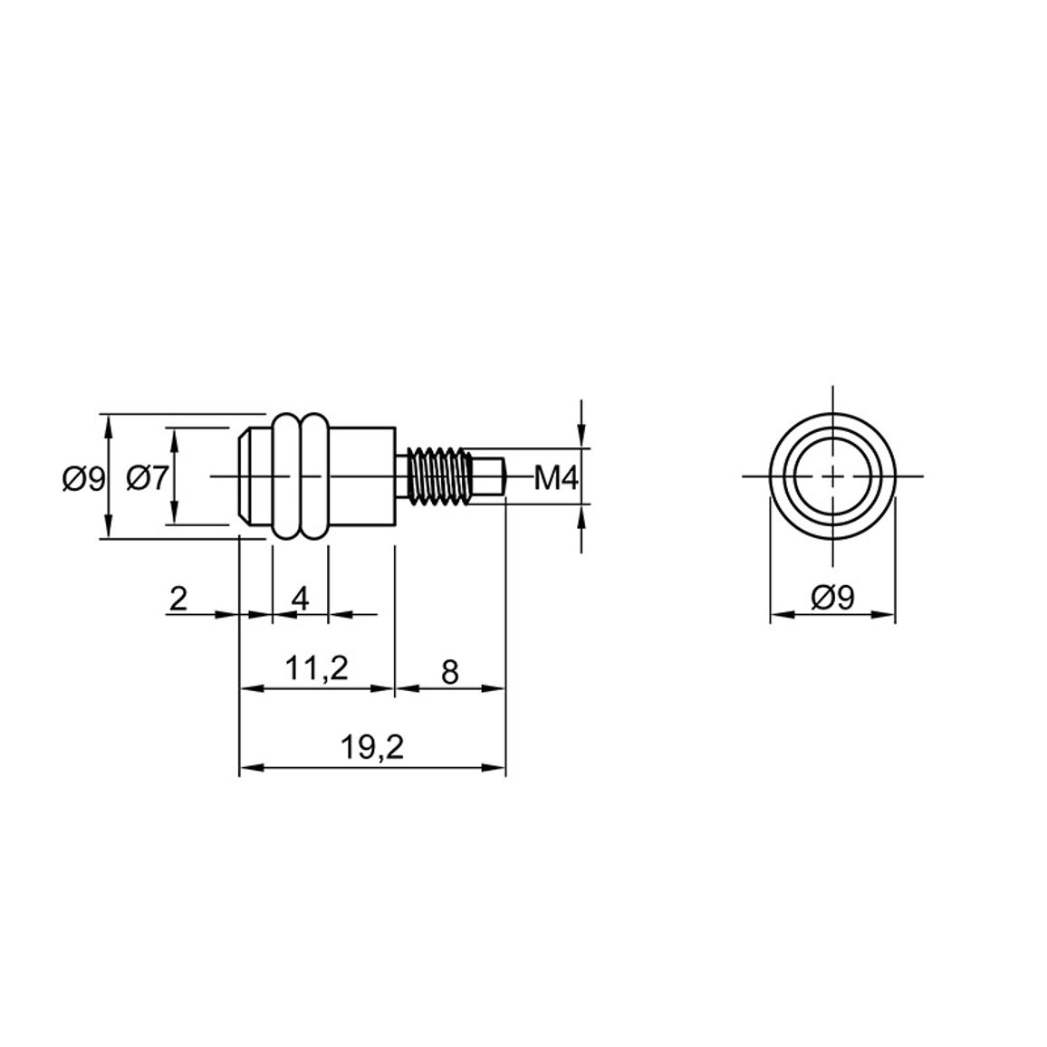 Полкодержатель металический M4, D=7, L=8, сталь (MV20)