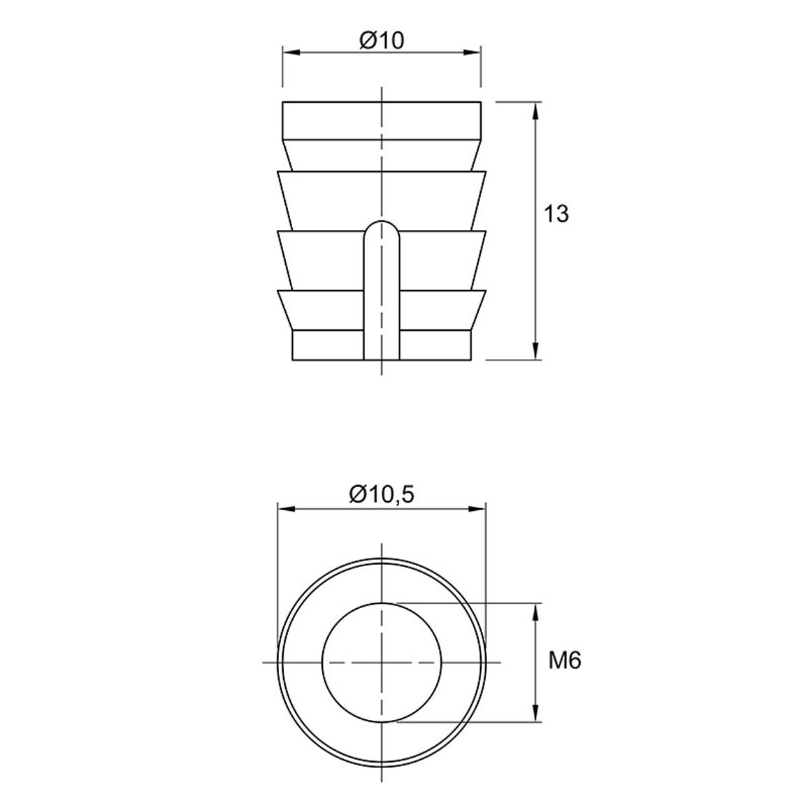 Муфта М6 L=13 D=10, забивна, пластик, нерозтискна, №100 (79540) Hettich Муфта М6 L=13 D=10, забивна, пластик, нерозтискна, №100 (79540) Hettich