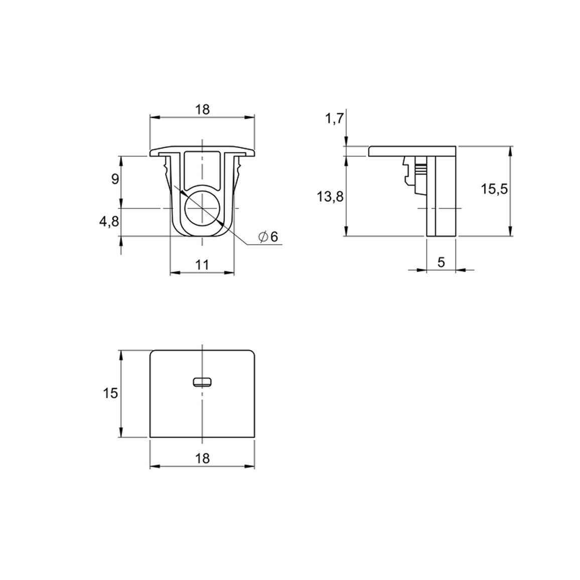 Стяжка для полок 18 мм Shelf Block D=15, Permo Стяжка для полок 18 мм Shelf Block D=15, Permo