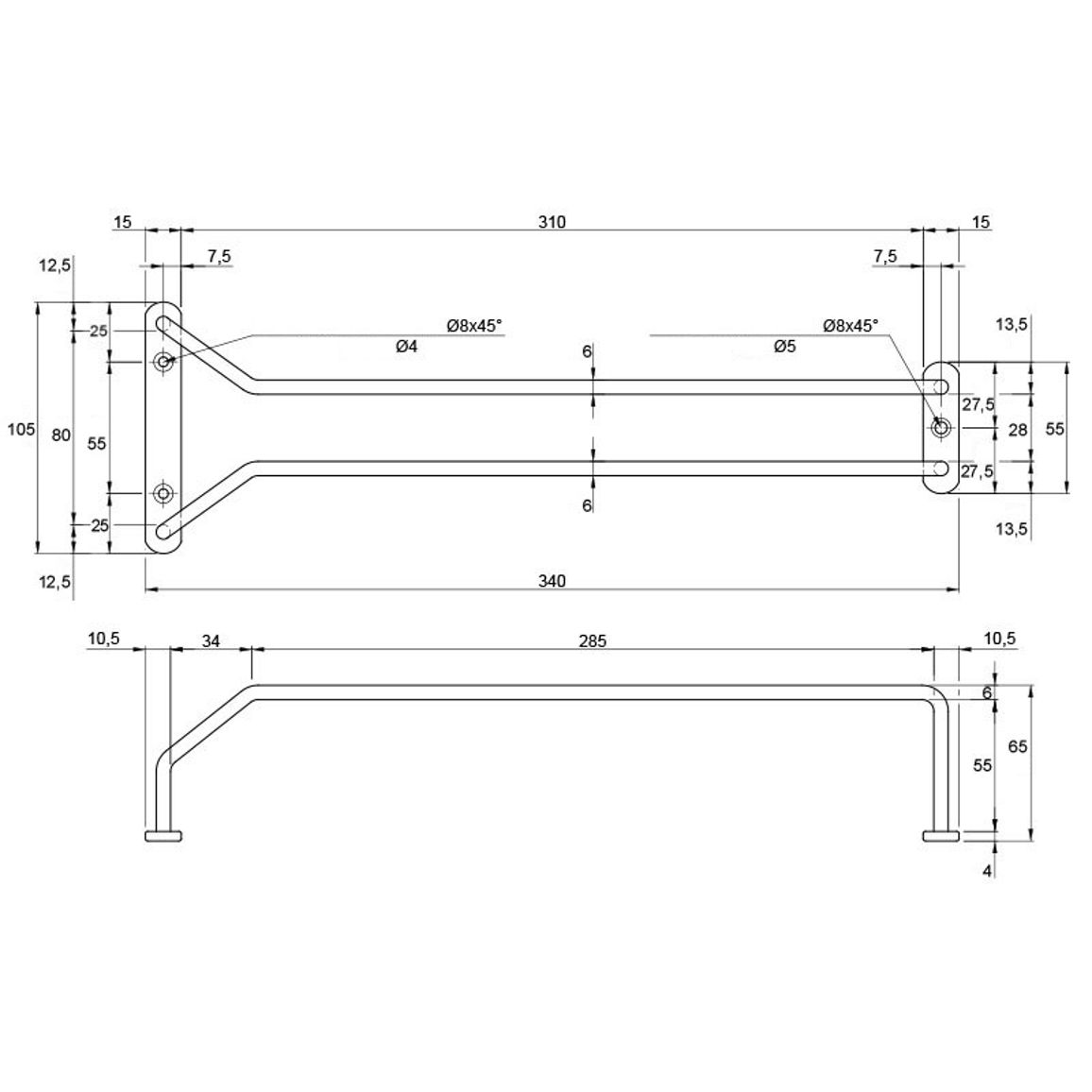 Полиця для келихів l L=340 W=105 H=65 хром Полиця для келихів l L=340 W=105 H=65 хром