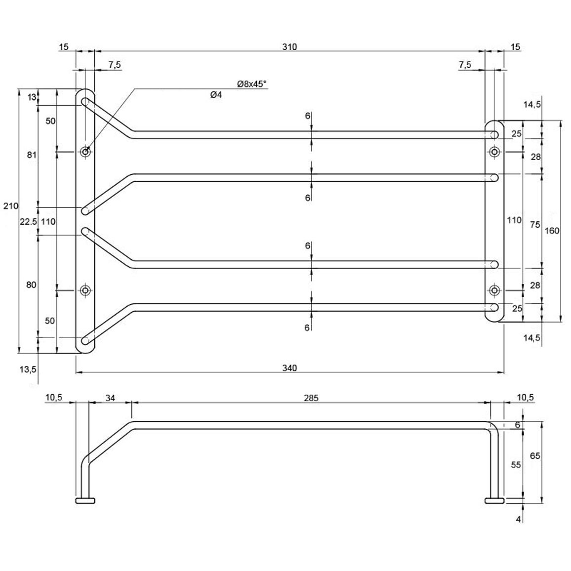 Полиця для келихів ll L=340 W=210 H=65 хром Полиця для келихів ll L=340 W=210 H=65 хром