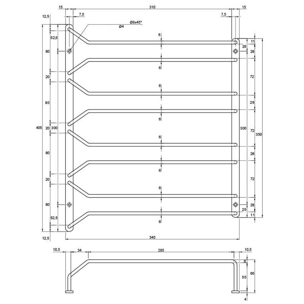 Полиця для келихів llll L=340 W=405 H=65 хром Полиця для келихів llll L=340 W=405 H=65 хром