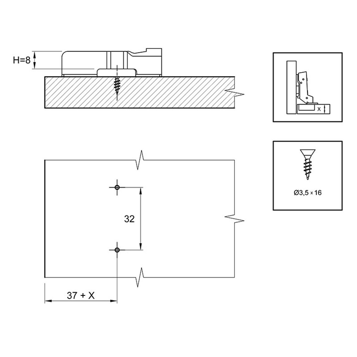 Монтажная планка Sensys дистанция 8 (9071579) Hettich Монтажная планка Sensys дистанция 8 (9071579) Hettich