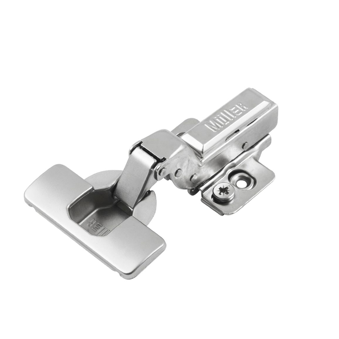 Петля Clip-On 105°, внутренняя, с пружиной, никель, Muller Profi Line Петля Clip-On 105°, внутренняя, с пружиной, никель, Muller Profi Line